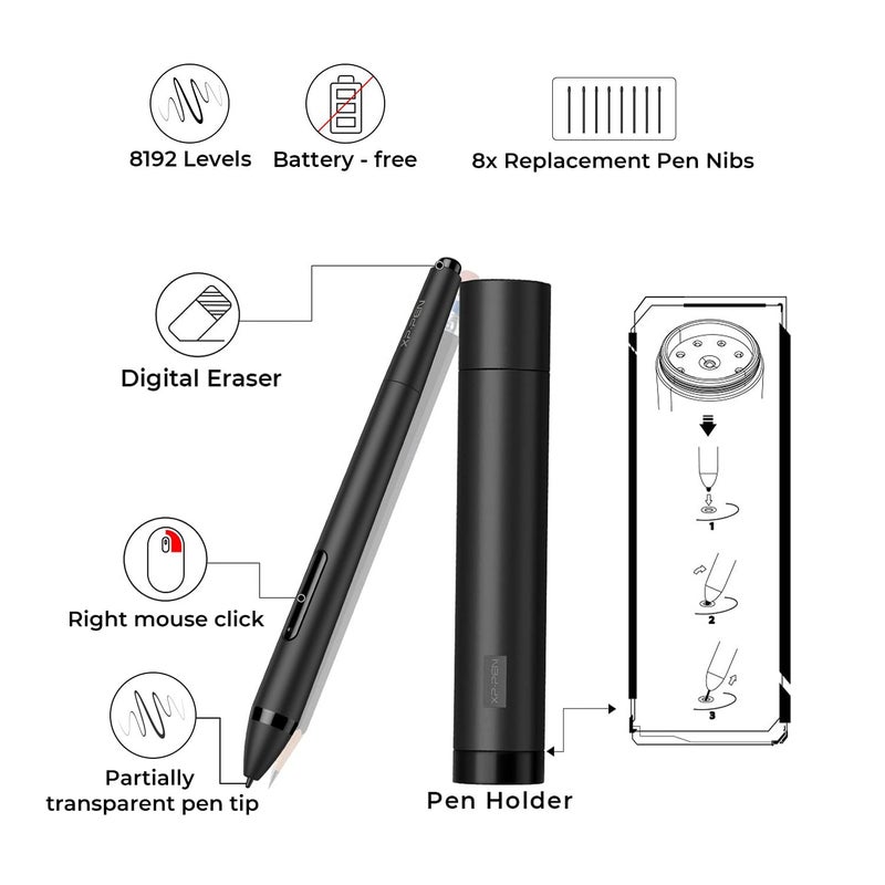 XP-PEN Artist12 11.6 Inch FHD Drawing Monitor Pen Display Graphic Monitor with PN06 Battery-Free Multi-Function Pen Holder and Glove 8192 Pressure Sensitivity - Image 5